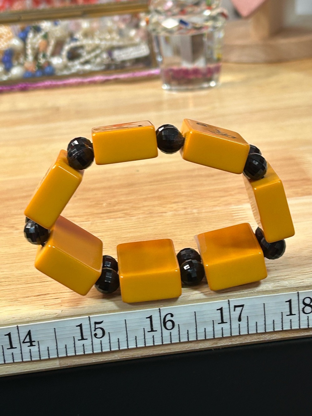 Antique Mahjong Butterscotch Bakelite Bracelet - Picture 5 of 11